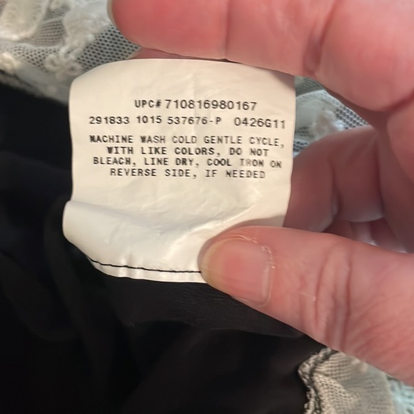 AB Studio Dressy Shirt. Black with White lace trim on bottom. Large - Picture 6 of 6